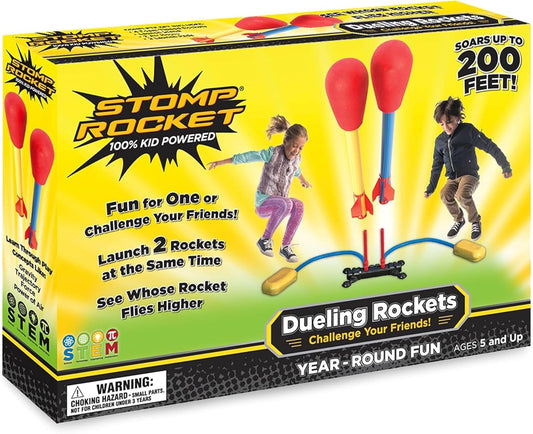 Stomp Rocket Original Dueling Rocket Launcher with 4 Flying Rockets|Soars 200Ft |Multi-Player Adjustable Launcher Stand|Outdoor Toy|Gift for Boys & Girls Age 5+|Original Now Made in India