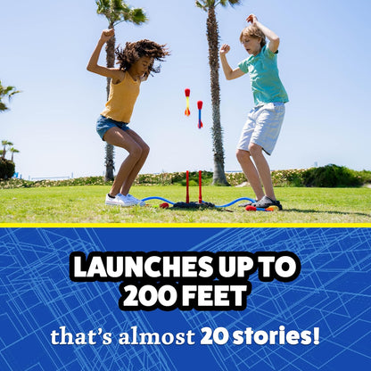 Stomp Rocket Original Dueling Rocket Launcher with 4 Flying Rockets|Soars 200Ft |Multi-Player Adjustable Launcher Stand|Outdoor Toy|Gift for Boys & Girls Age 5+|Original Now Made in India