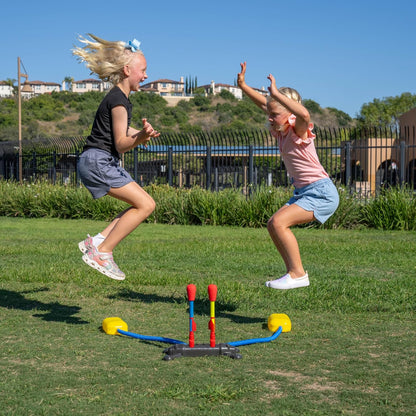 Stomp Rocket Original Dueling Rocket Launcher with 4 Flying Rockets|Soars 200Ft |Multi-Player Adjustable Launcher Stand|Outdoor Toy|Gift for Boys & Girls Age 5+|Original Now Made in India