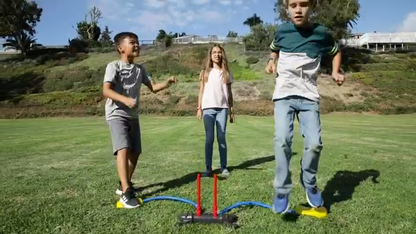 Stomp Rocket Original Dueling Rocket Launcher with 4 Flying Rockets|Soars 200Ft |Multi-Player Adjustable Launcher Stand|Outdoor Toy|Gift for Boys & Girls Age 5+|Original Now Made in India