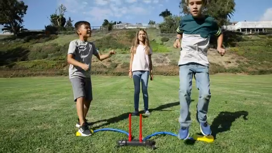 Stomp Rocket Original Dueling Rocket Launcher with 4 Flying Rockets|Soars 200Ft |Multi-Player Adjustable Launcher Stand|Outdoor Toy|Gift for Boys & Girls Age 5+|Original Now Made in India