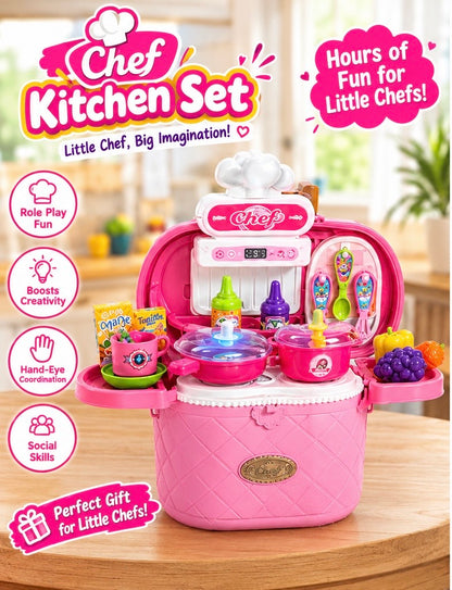 Chef 2-in-1 Kitchen Play Set for Kids, 29 Pcs with Carry Case