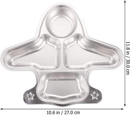 Aeroplane Shaped Stainless Steel Divided Food Plate