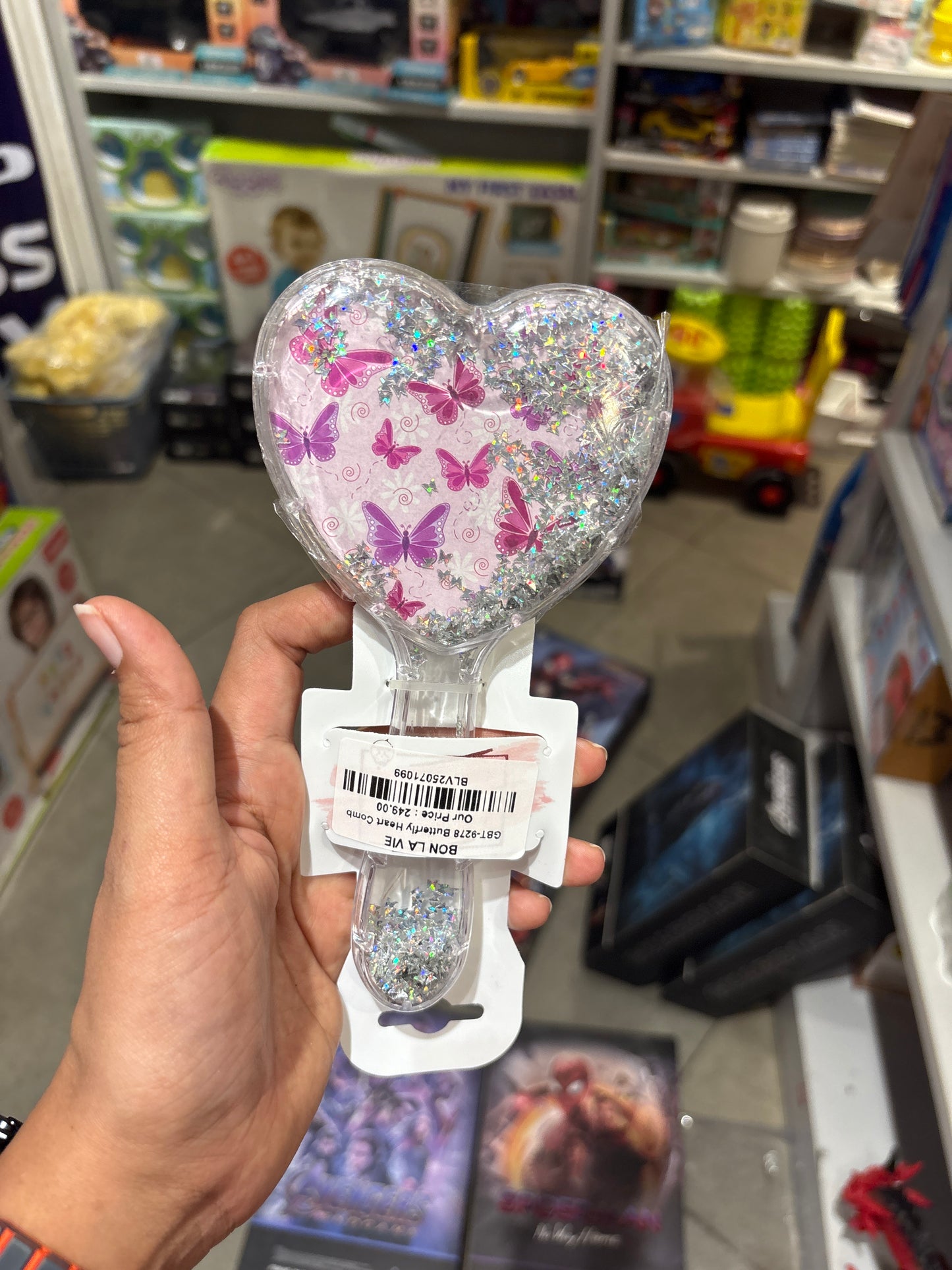 Heart Shape Butterfly Glitter Comb