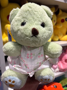 Soft Mint Green Bear Doll in Cherry Frock 30cm