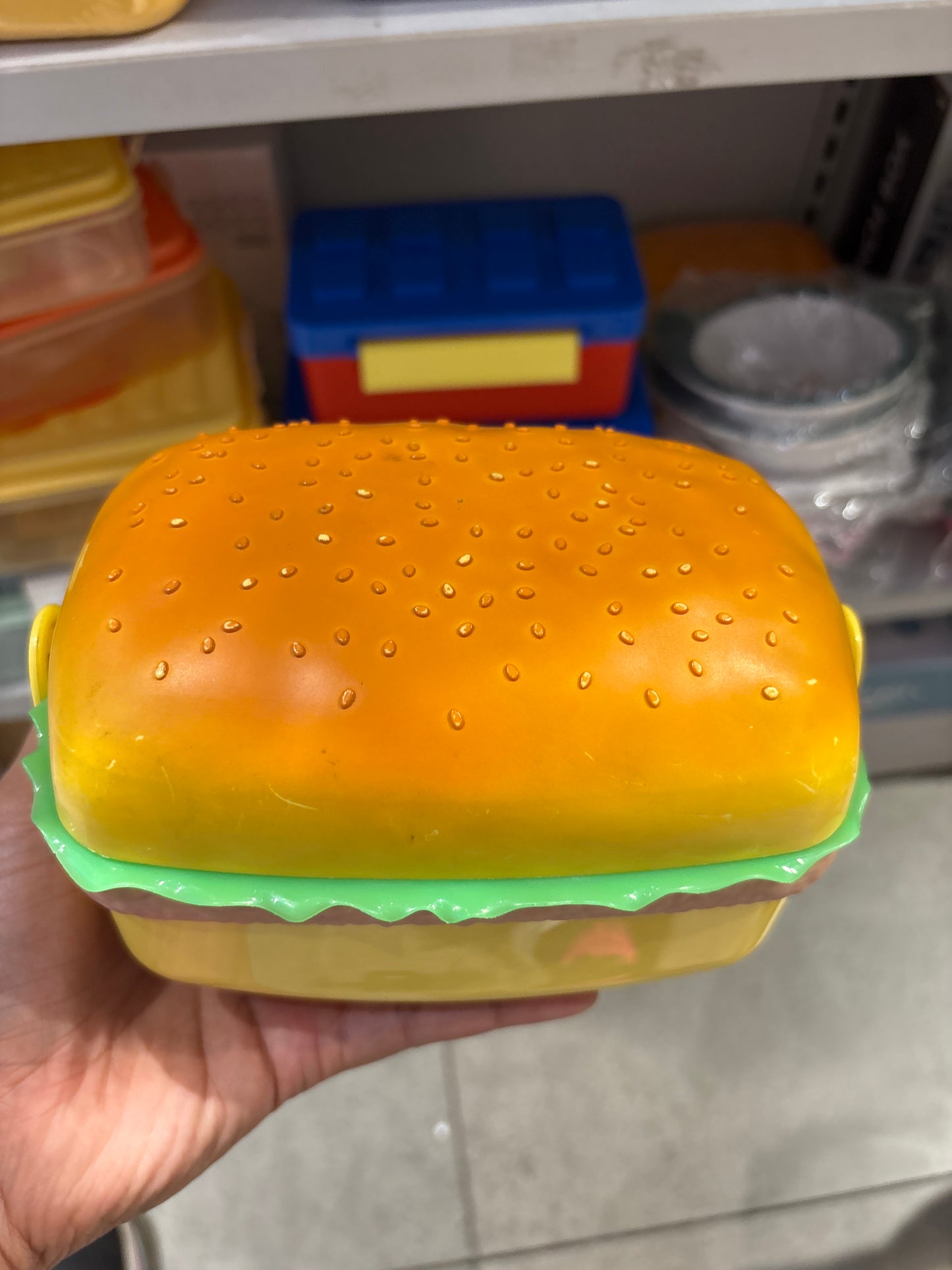 3LAYER BURGER SHAPE PLASTIC LUNCH BOX
