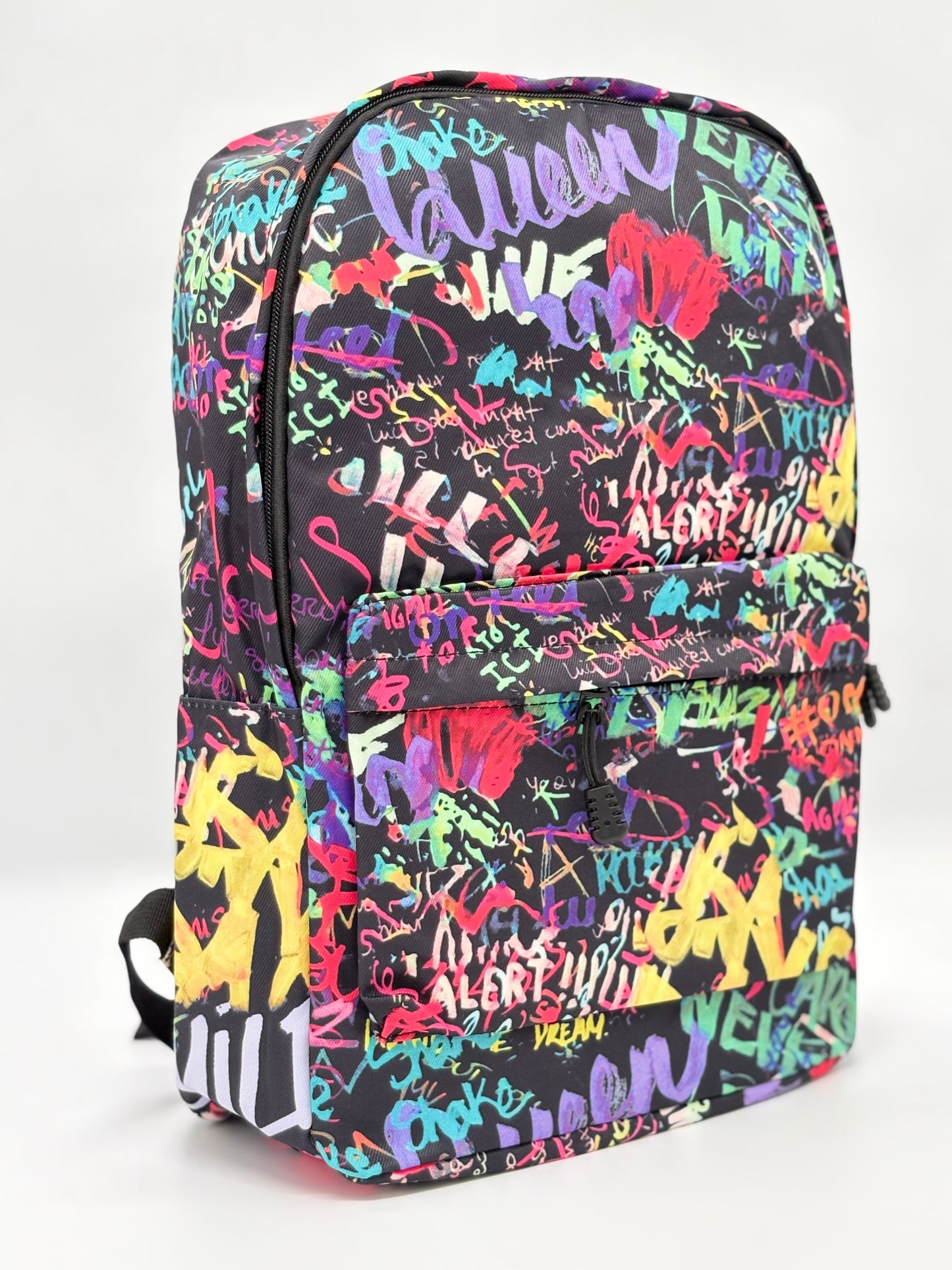 Hip-Hop Graffiti Print School Backpack