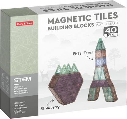 Magnetic Tiles Building Blocks – 40 Pcs STEM Educational Toy