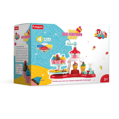 Funskool Fun Dough Ice Cream Shop Playset with 4 Dough Tubs