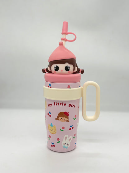 Cute Character 3D Lid Insulated Sipper Tumbler 800ml with Handle