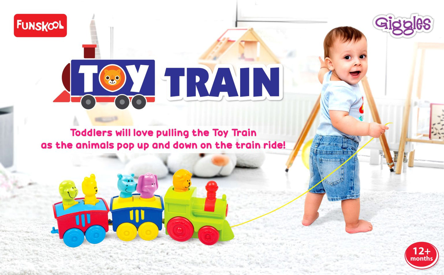 Funskool Giggles Pop Up Activity Toy Train with Animal Pals, Ages 12 Months+