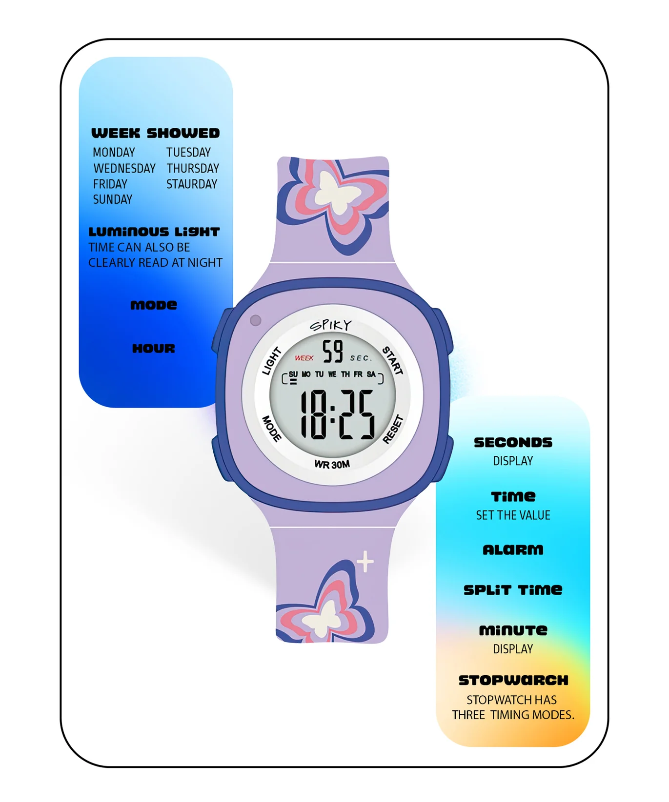 Spiky Spkeva15 Square Digital Watch for Kids