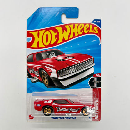 Hot Wheels Set of 4 - Mercedes-Benz 560 SEC AMG, 71 Mustang Funny Car, El Viento, Vespa 90 SS Super Sprint 1:64 Die-Cast