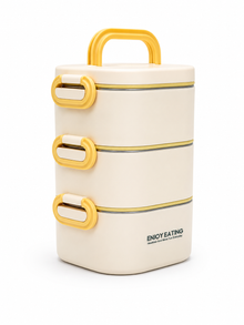 Three Layer Stainless Steel Lunch Box with Carry Handle