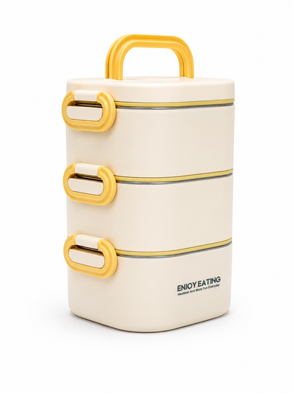 Three Layer Stainless Steel Lunch Box with Carry Handle