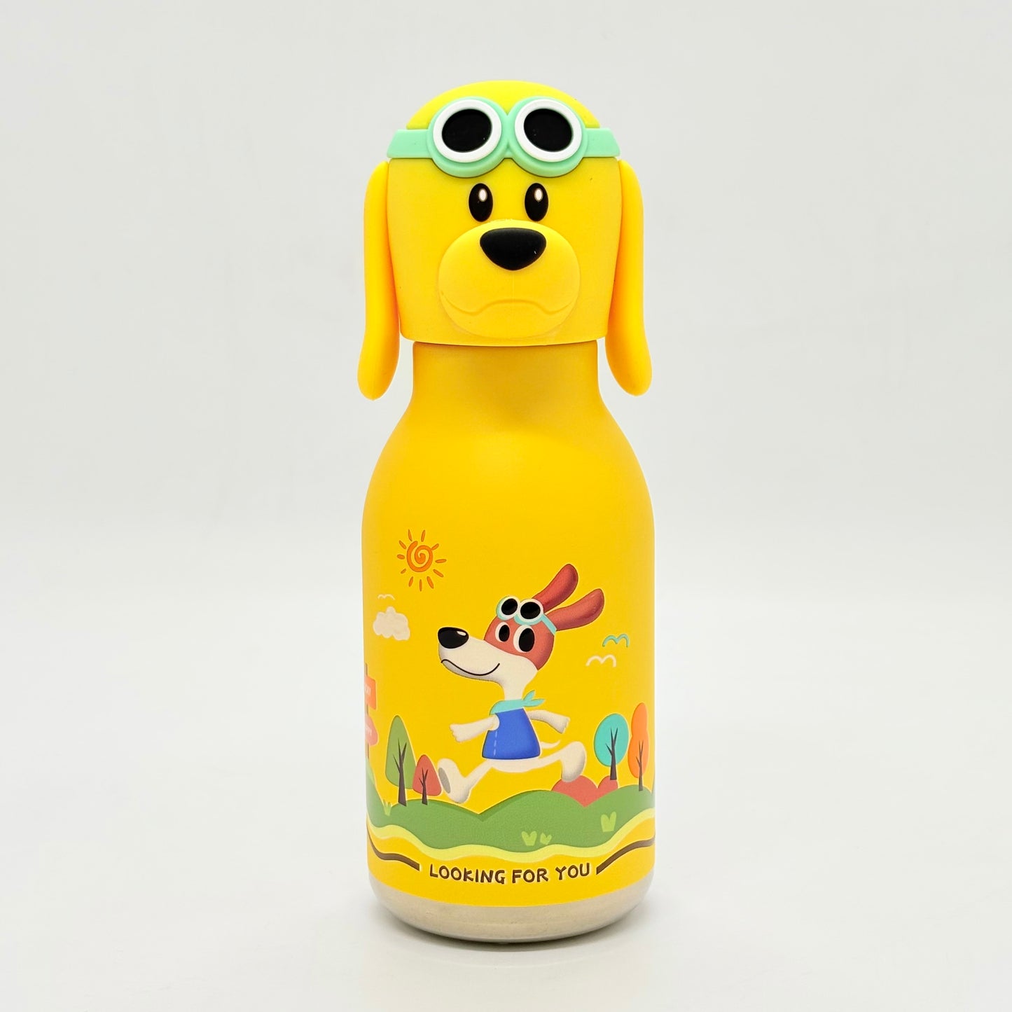 Cute Animal Insulated Bottle 450ml with Straw & Leak-Proof Lid