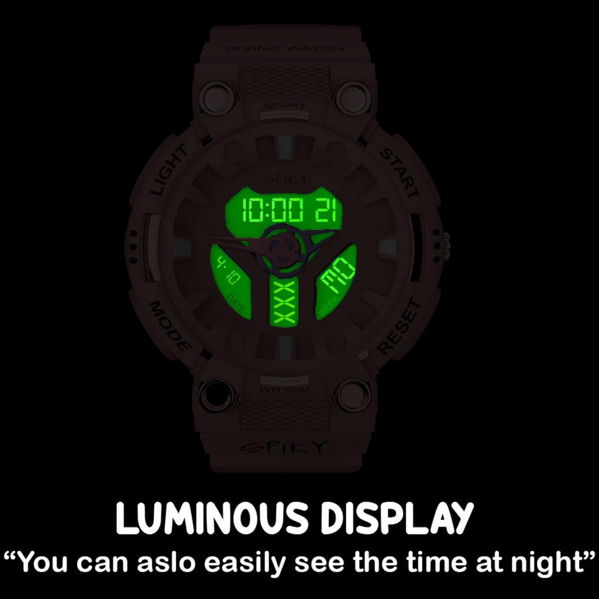 Spiky Eva A31 Kids Sports Watch – Digital + Analog, 50M Water Resistant