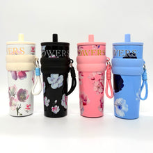 Insulated Flower Print Tumbler with Straw – 710ml