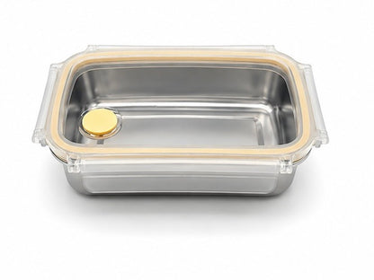 Stainless Steel Airtight Lunch Box with Clip Lock Lid 600ml