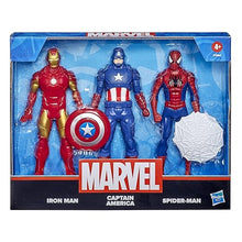 Marvel Action Figure Toy 3-Pack, 6-inch Figures, Iron Man, Spider-Man, Captain America, for Kids Ages 4&Up