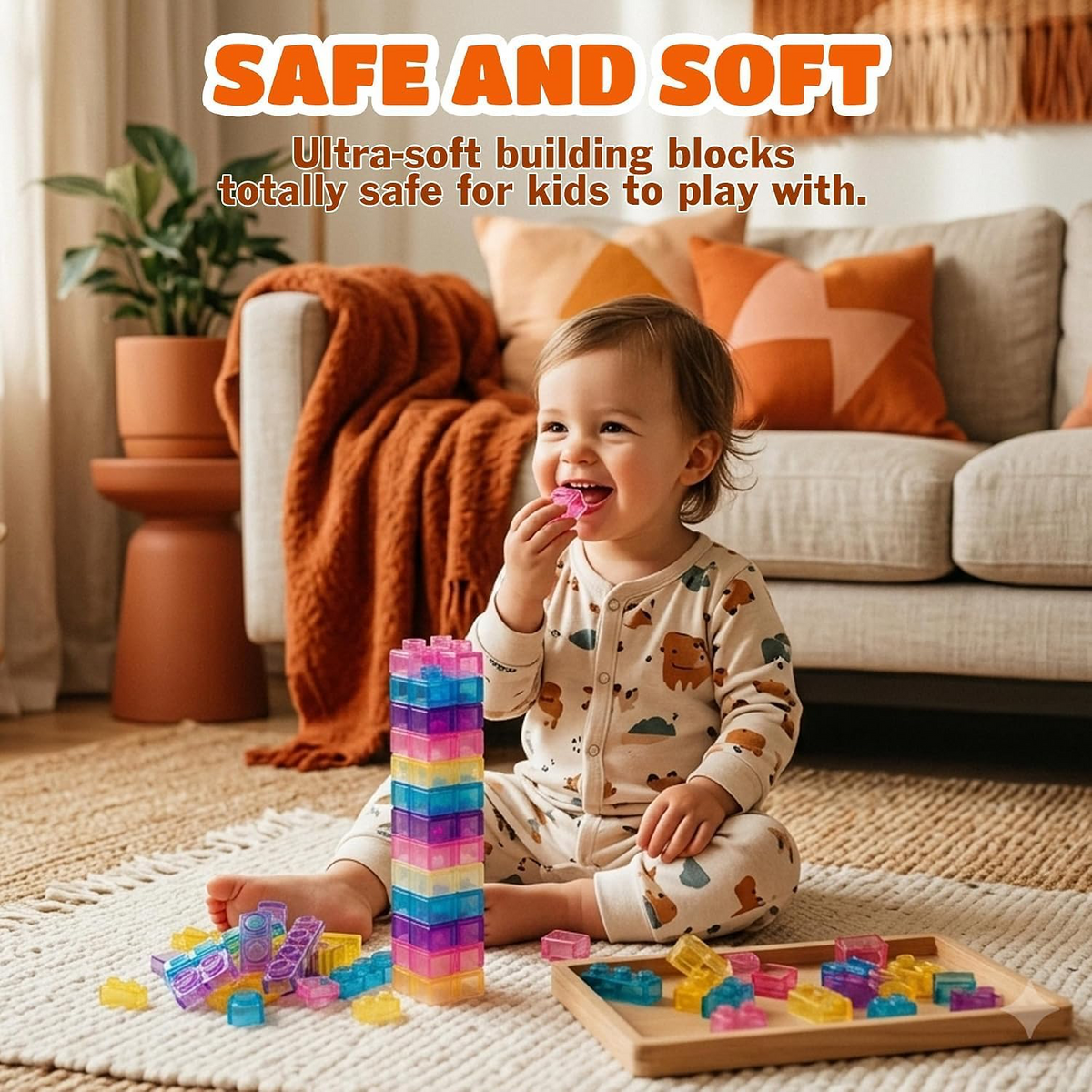 Magic Gummy Bloc – Super Soft Sensory Building Blocks Set (60 Pcs)