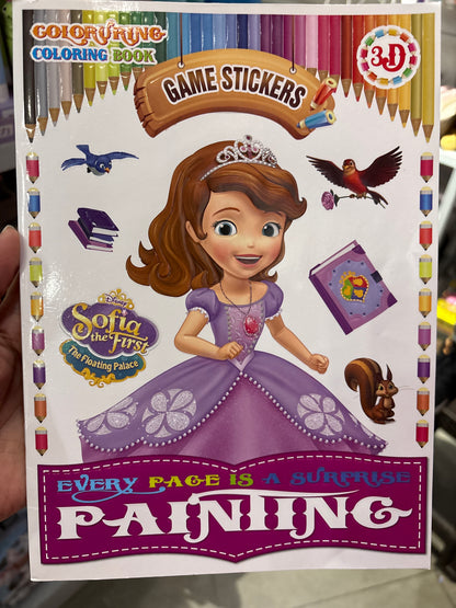 3D Coloring Sticker Book, Surprise Pages, Assorted Themes