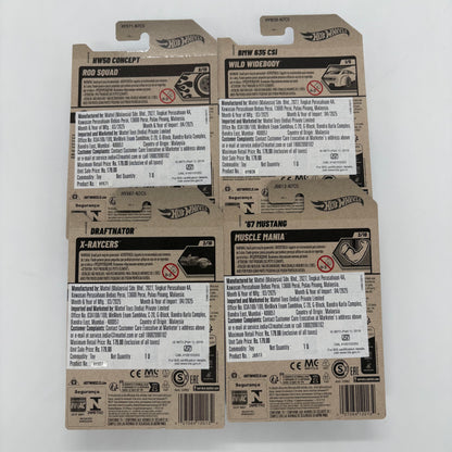 Hot Wheels Set of 4 - BMW 635 CSi, 67 Mustang, HW50 Concept, Draftnator 1:64 Die-Cast