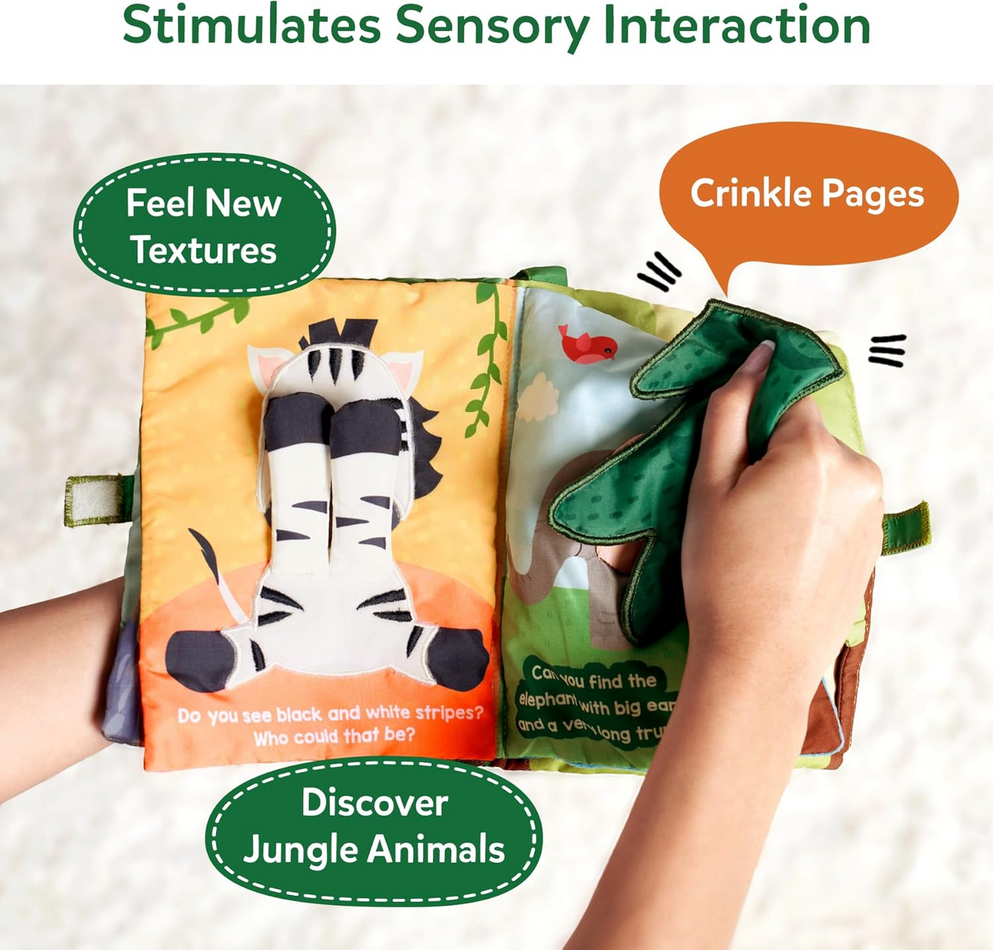 Skillmatics Peek-A-Boo! I See You! Jungle Theme Interactive Soft Cloth Book.