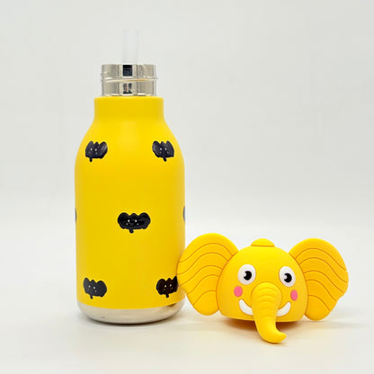 Cute Animal Insulated Bottle 450ml with Straw & Leak-Proof Lid