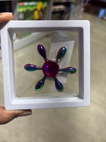 Metal Fancy Fidget Spinner Premium Rainbow Chrome Spinner in Display Box