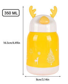 380 ML Leakproof Glass Bottle with Cover HeatProof Thermal Cup Portable Travel Mug Cute Glass Water Bottle for Kids, Yellow
