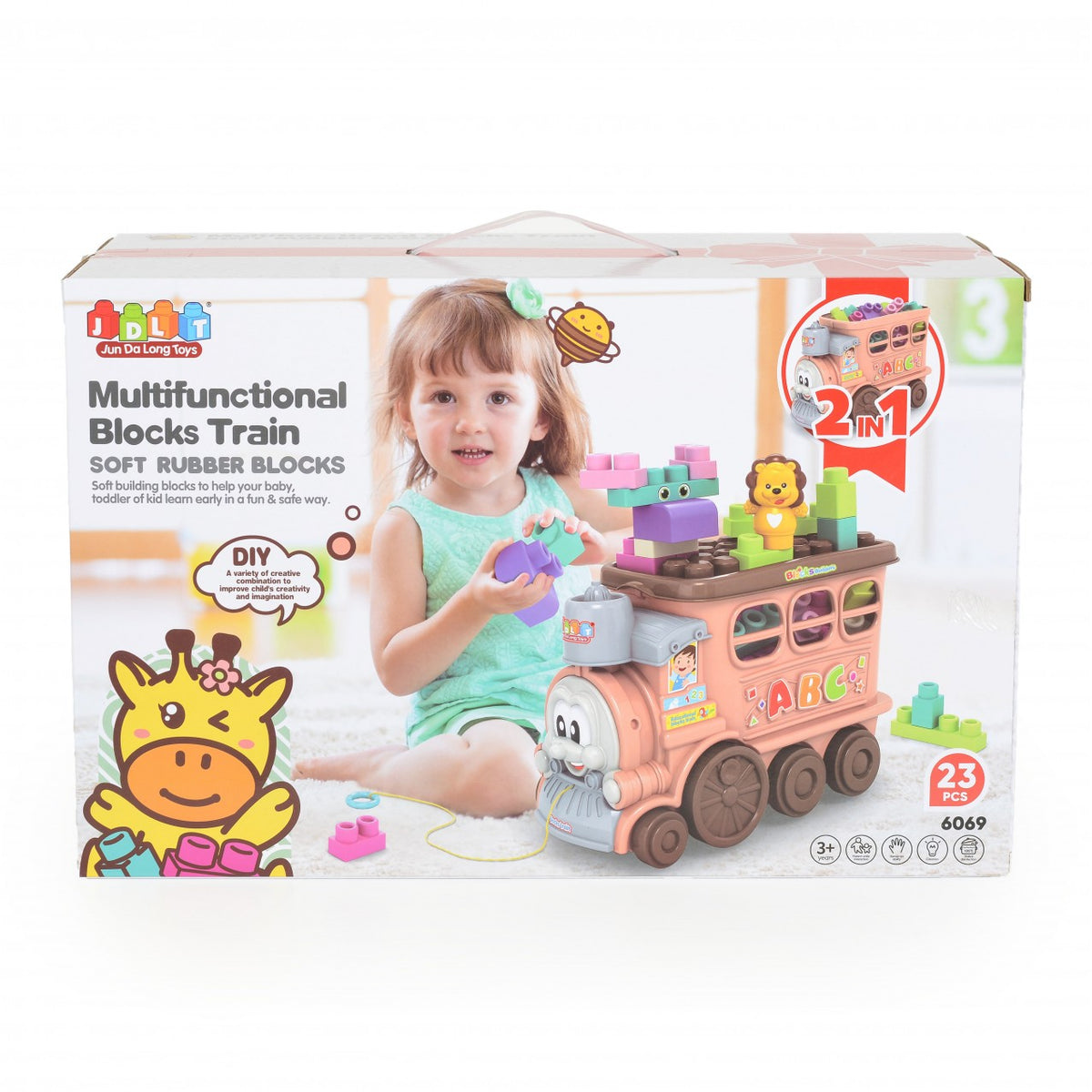 Multifunctional Blocks Train with Soft Rubber Building Blocks – 23 Pcs