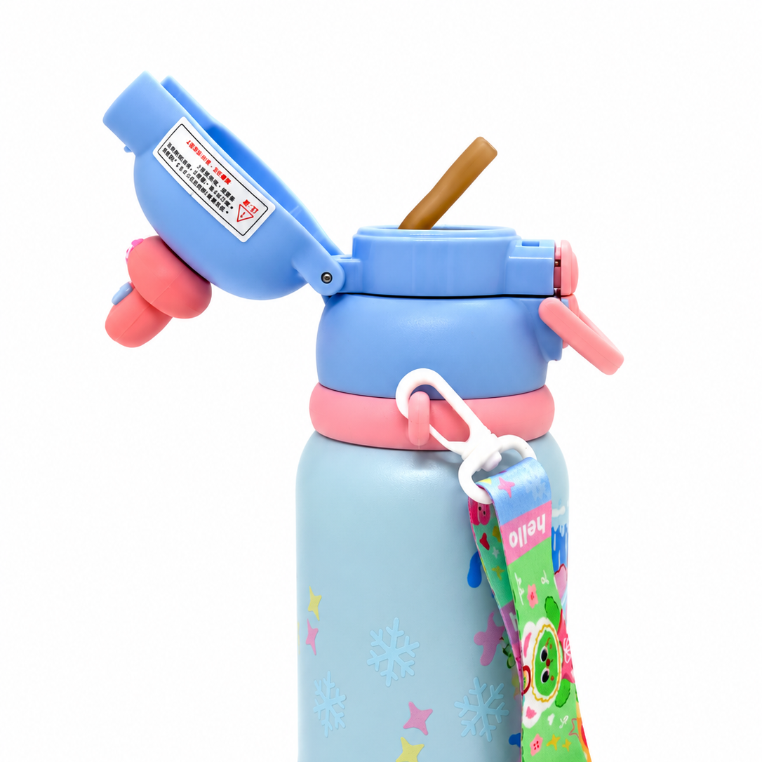 Cute Bear Insulated 2-in-1 Sipper Bottle with Cup 500ml