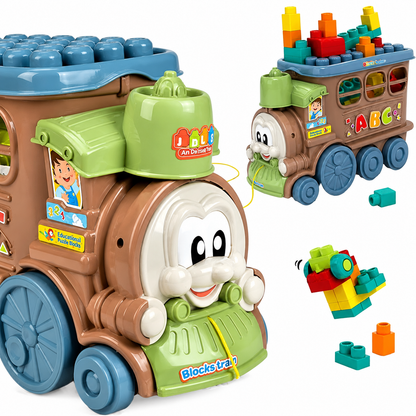 Soft Rubber Blocks Train Toy – 22 Pcs 2-in-1 Storage & Build Set