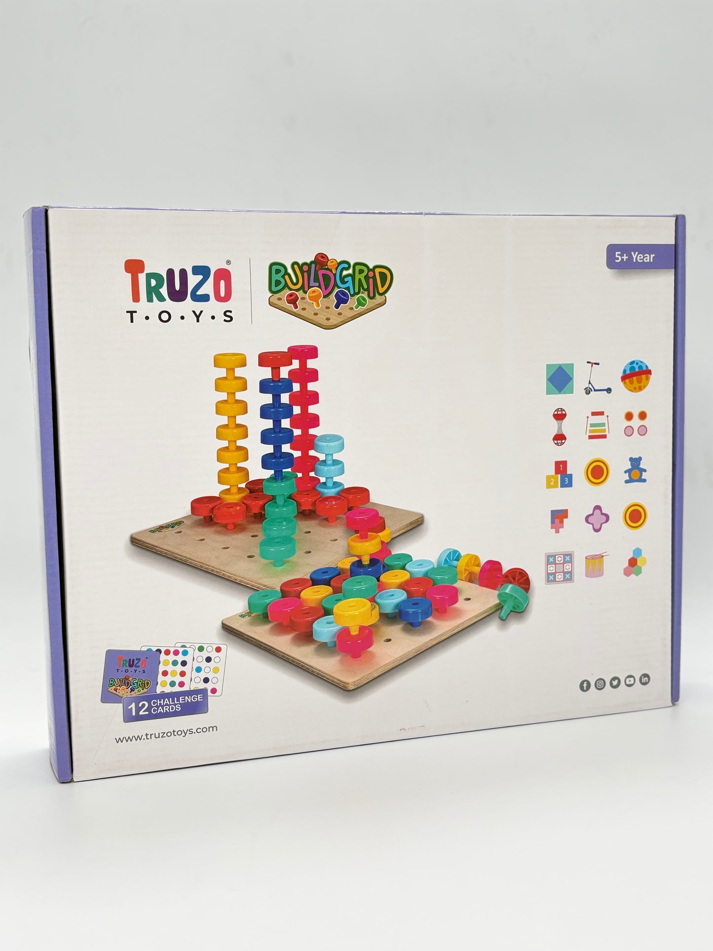 Truzo Buildgrid Peg Stacking Strategy Game for Kids
