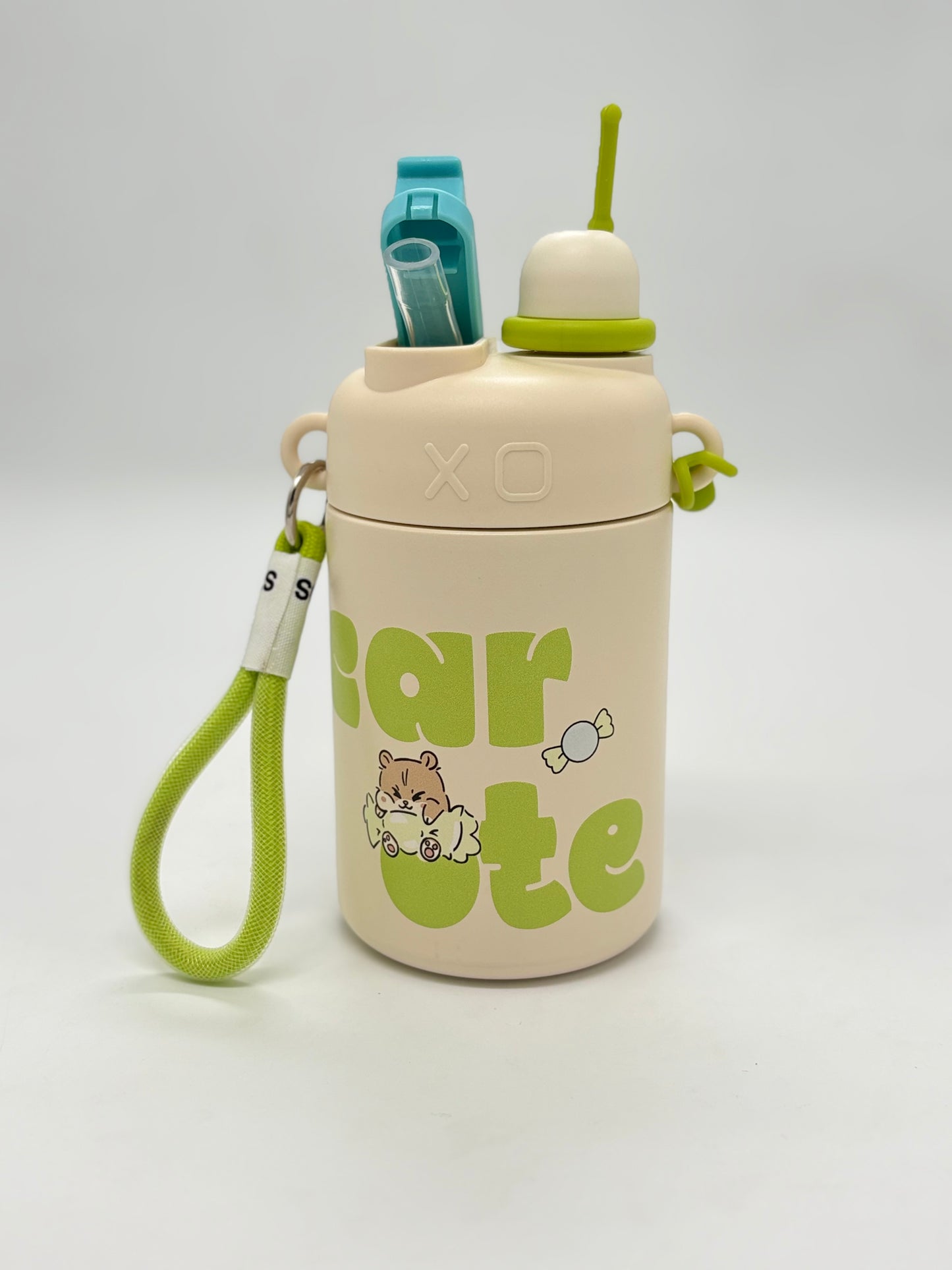 Bear Cute Kids Insulated Sipper Bottle 500ml with Dual Lid