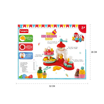 Funskool Fun Dough Ice Cream Shop Playset with 4 Dough Tubs