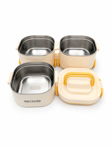 Three Layer Stainless Steel Lunch Box with Carry Handle