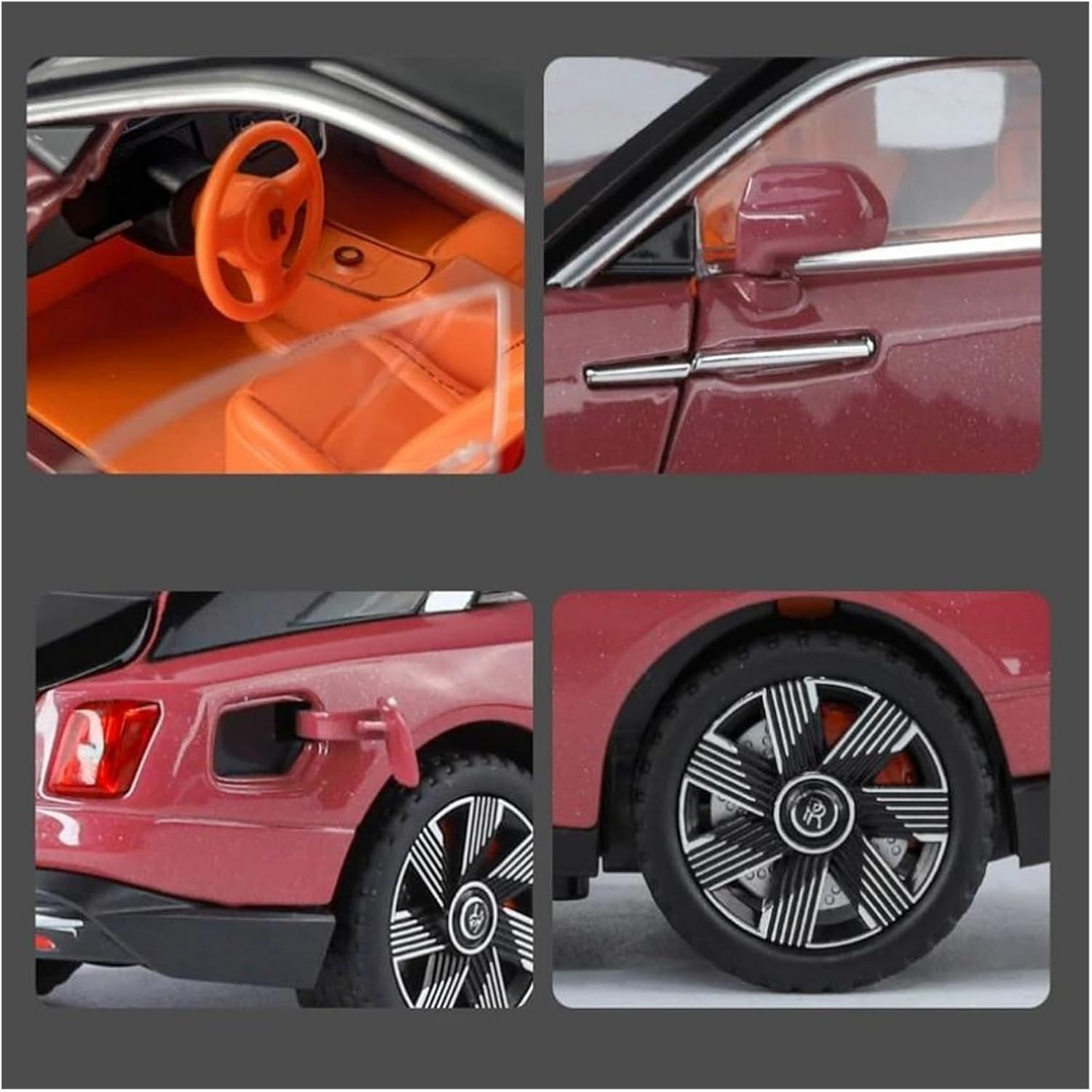 Diecast 1:24 Scale Alloy Luxury Coupe Car Model with Umbrella & Rotating Steering Wheel