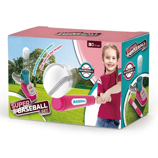 Super Baseball Set for Kids with Foot Pedal Ball Launcher and Bat