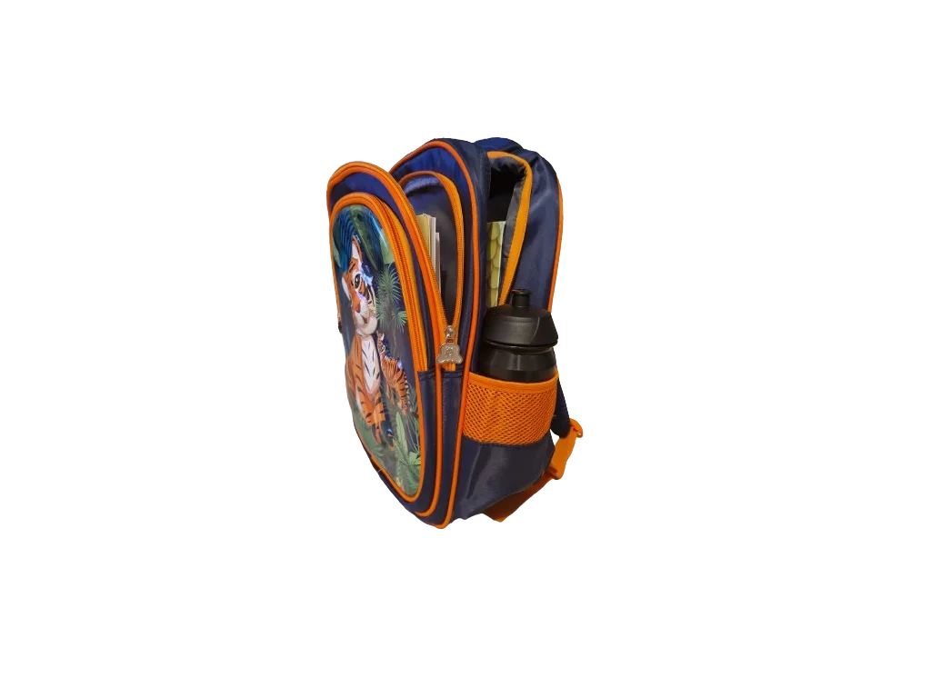 3D Tiger Jungle Print School Backpack