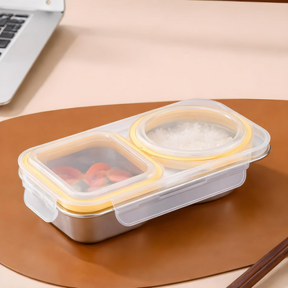 Stainless Steel 2-Compartment Snack & Lunch Box (450ml)