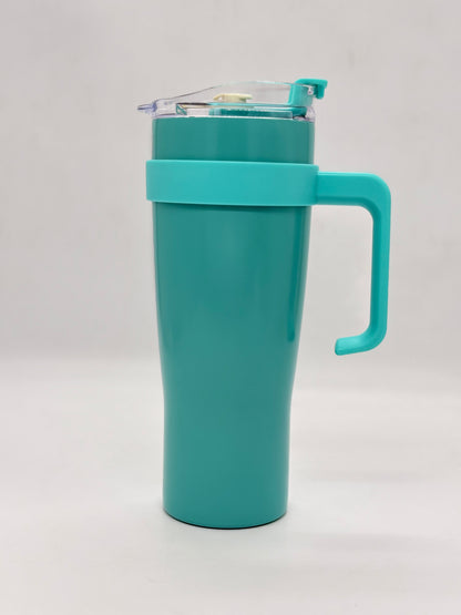 Insulated Stainless Steel Coffee Tumbler with Handle and Straw - 1200 ml