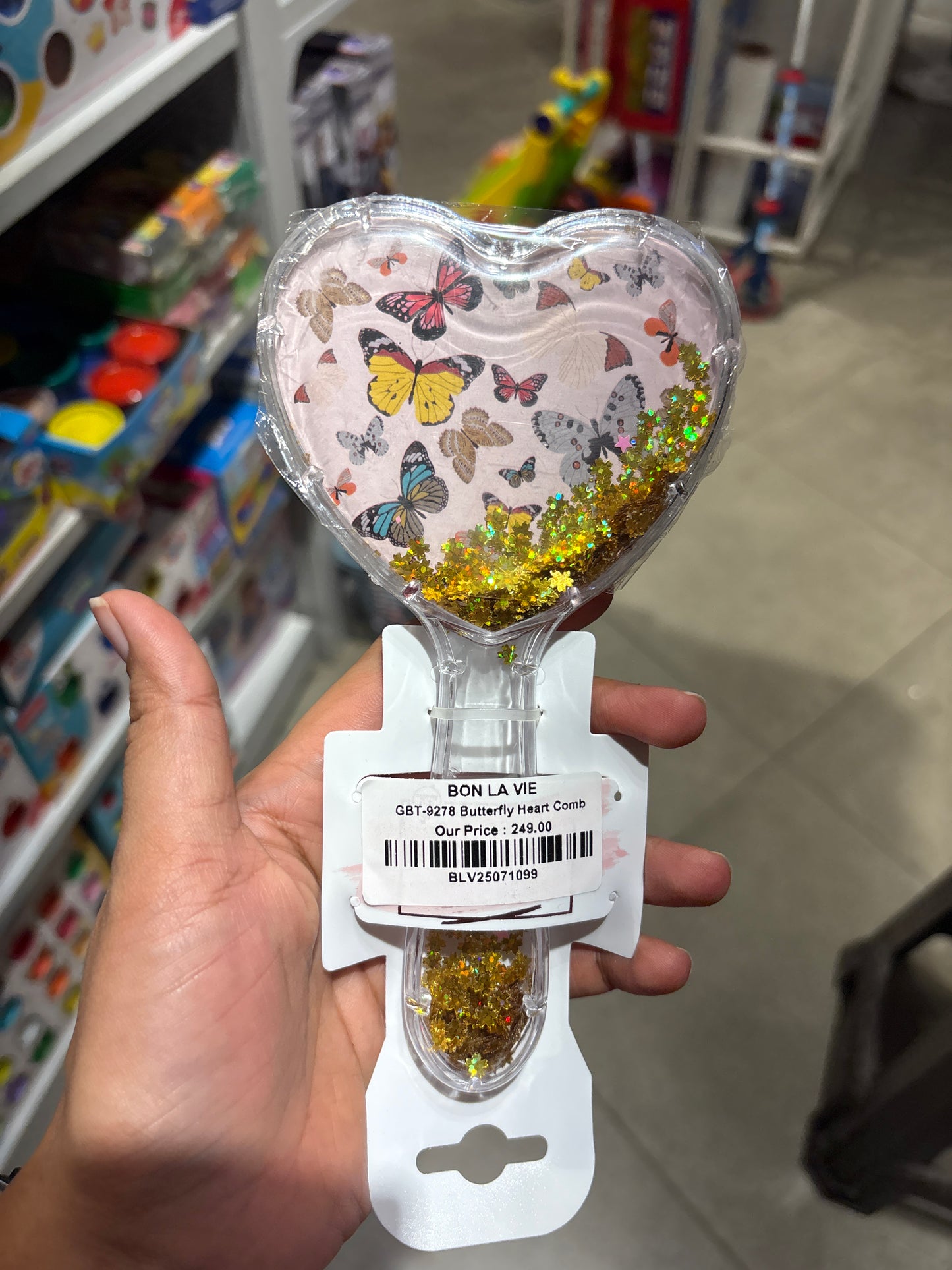 Heart Shape Butterfly Glitter Comb