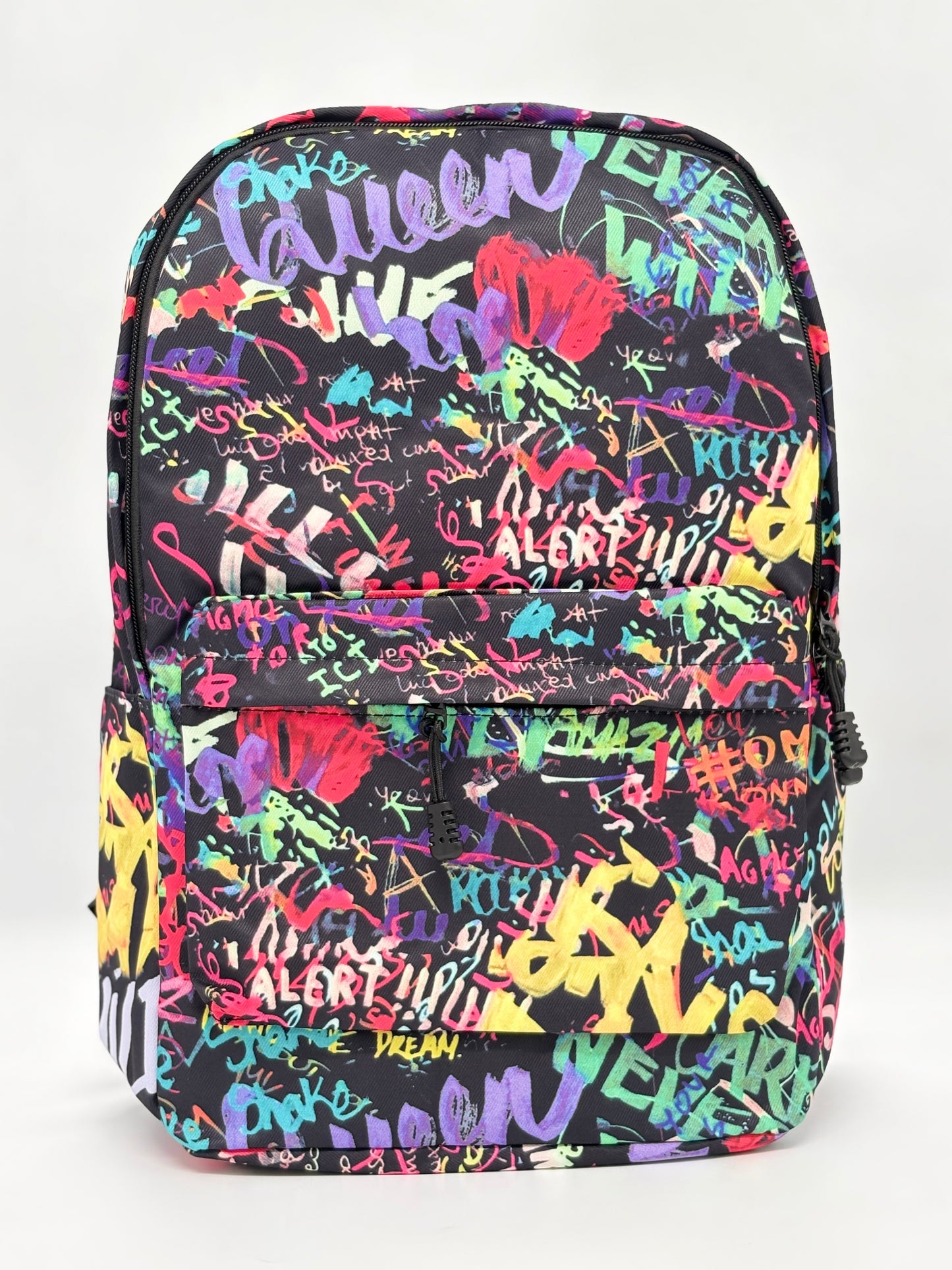 Hip-Hop Graffiti Print School Backpack
