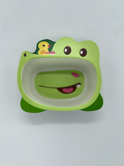 Olike 5-Piece Crocodile Bamboo Fiber Kids Tableware Set
