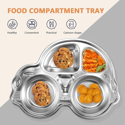 Car Shaped Stainless Steel Divided Food Plate
