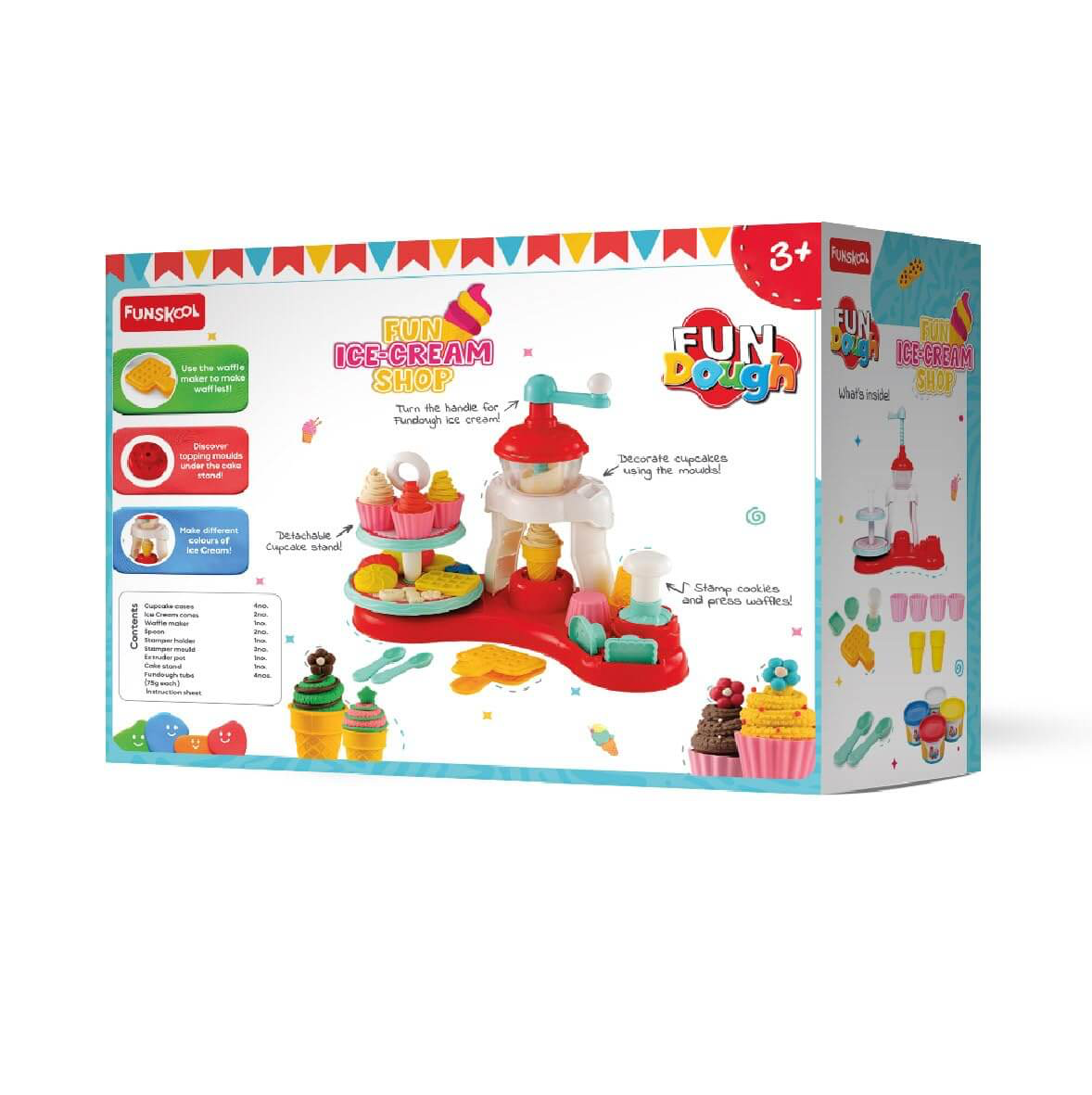 Funskool Fun Dough Ice Cream Shop Playset with 4 Dough Tubs