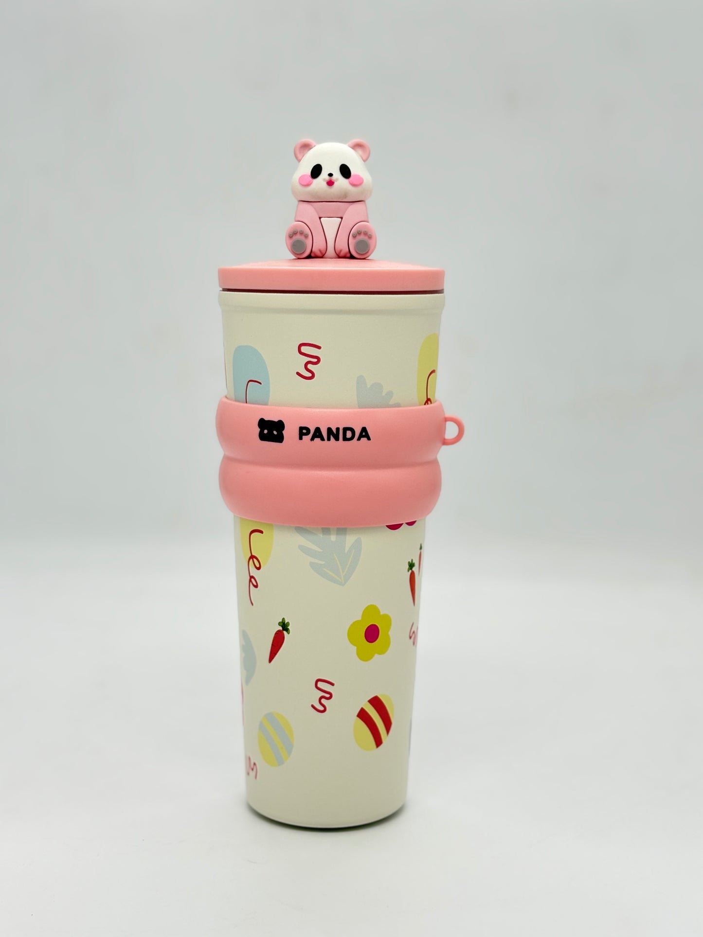 3D Panda Figure Insulated Travel Tumbler with Straw