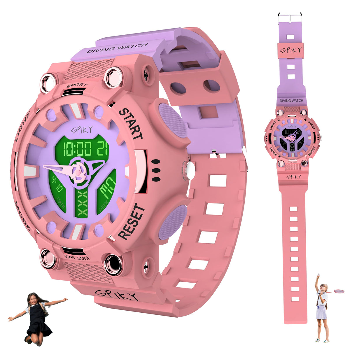 Spiky Eva A31 Kids Sports Watch – Digital + Analog, 50M Water Resistant